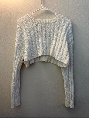 Forever 21 Cropped Cable Knit Women's Sweater - Cream Size Small